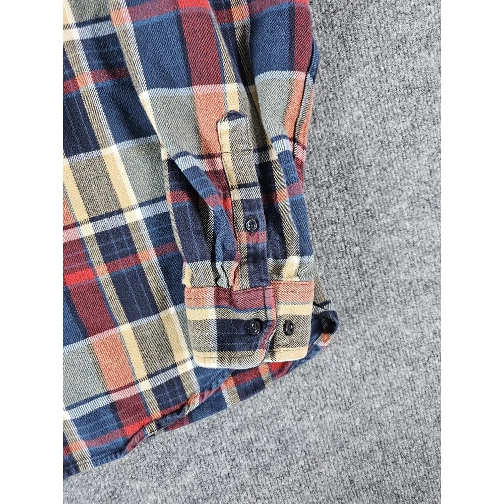 North Face Shirt Mens Large Blue Red Yellow Plaid‎ Flannel Button Up Outdoors
